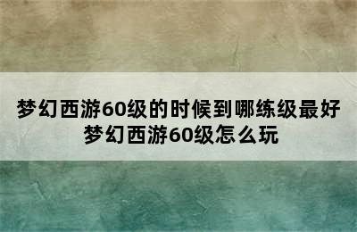 梦幻西游60级的时候到哪练级最好 梦幻西游60级怎么玩